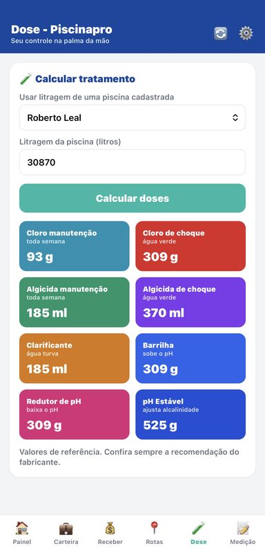 Calculadora de Dose do PiscinaPro